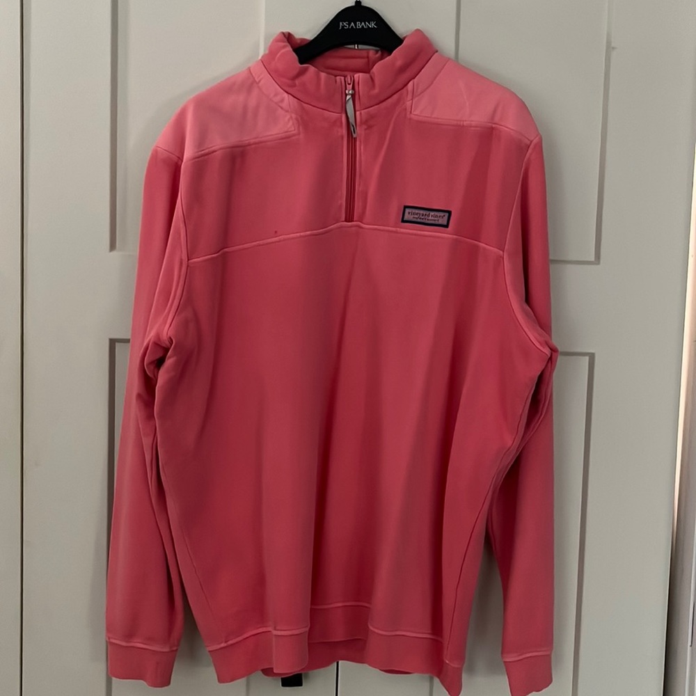 Pink Vineyard Vines quarter zip fall sweater. Size XL. Salmon/Pink Color.